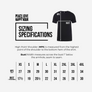 Size Chart for Peace Love & Happy Hour T-Shirts