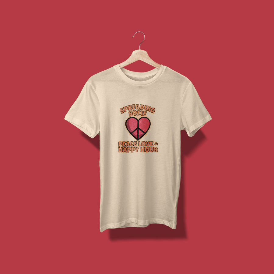 Big Heart PEACE LOVE & HAPPY HOUR Unisex T-Shirt