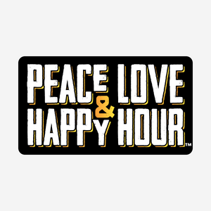 Peace Love & Happy Hour black rectangle sticker